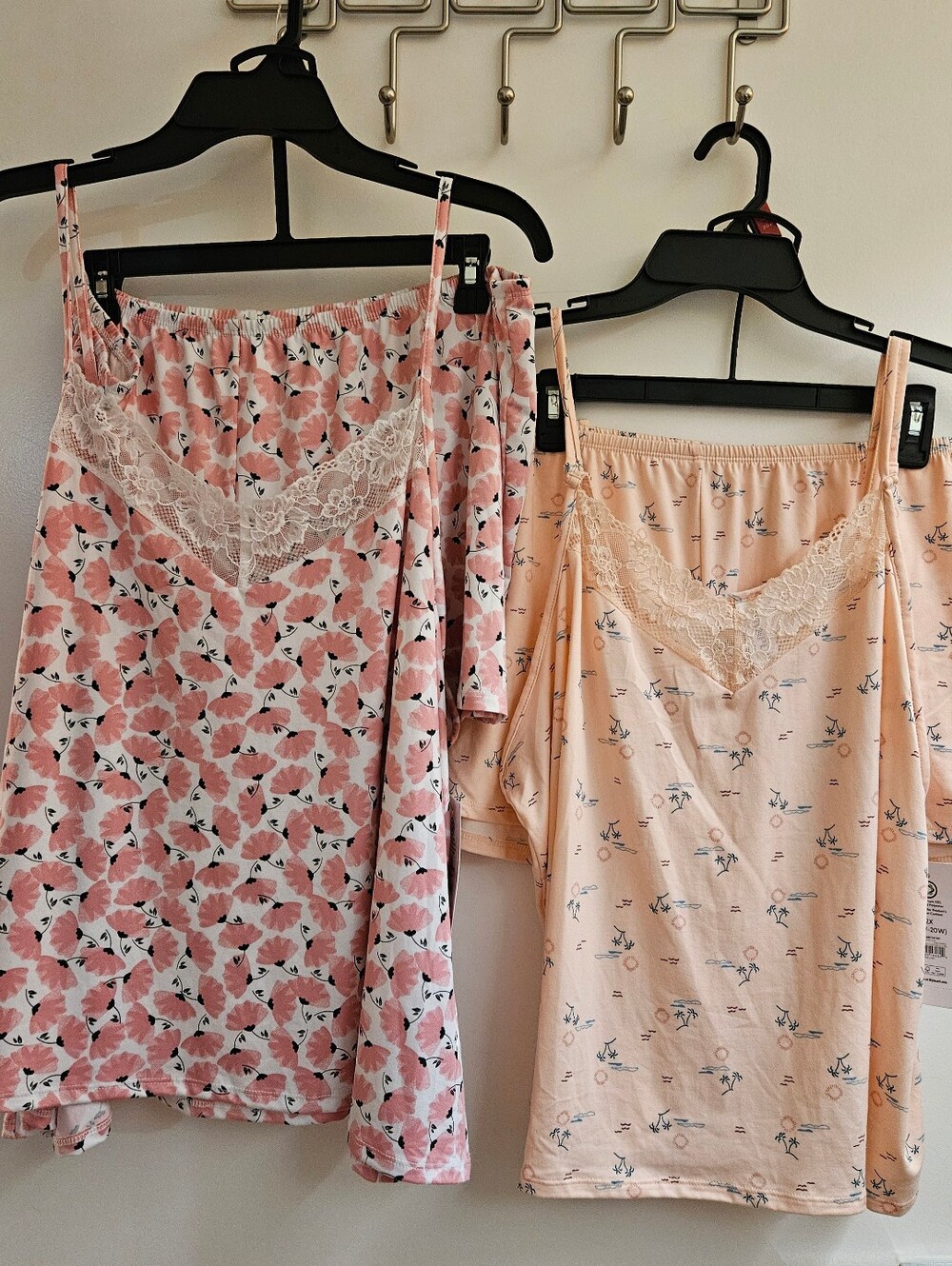 Joyspun Womens Knit Cami Tap Shorts Pajama Set Lot 2X 18W-20W NWT Pink Peach